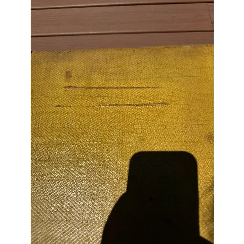 Vintage Mustard Yellow Tweed Train Suitcase 24” Leather Trim Overnight Luggage